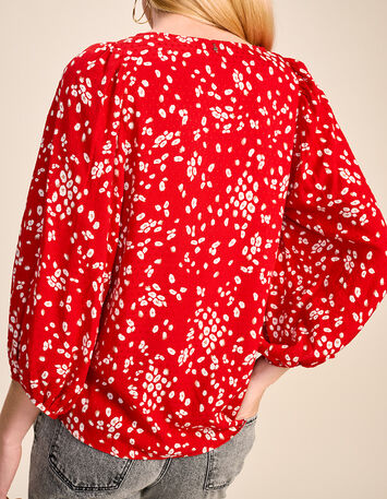 CHAPMAN - Blouse cerise à imprimé fleurs abstraites-3