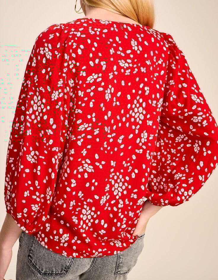 CHAPMAN - Blouse cerise à imprimé fleurs abstraites-3
