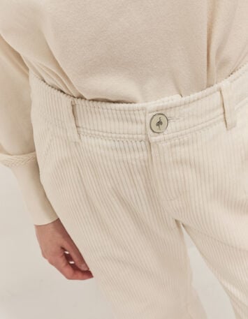 POETE - Pantalon droit ivoire en velours côtelé-3 POETE - Pantalon droit ivoire en velours côtelé-3