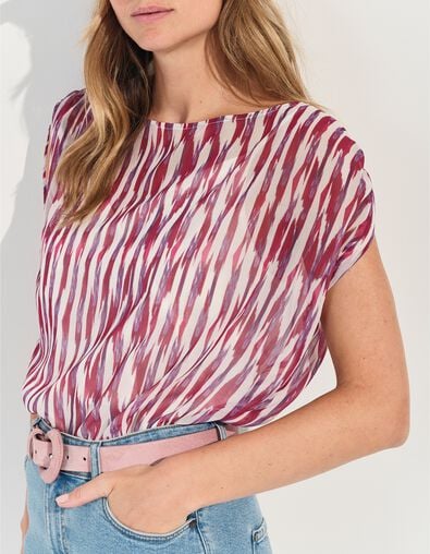 CELINA - Top violet polyester recycl&eacute; rayures floues - One Step