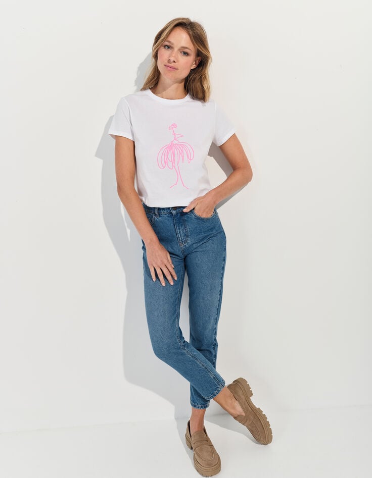MASTER - T-shirt blanc print danseuse fluo -2