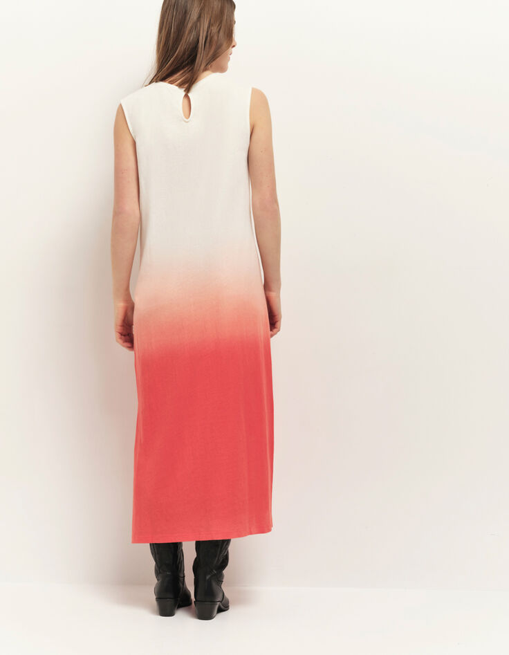 RIVO - Robe longue corail maille effet deep dye-2