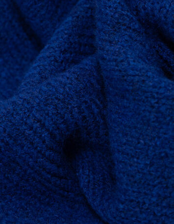 ADA - Poncho bleu tricot boutons côtés-5