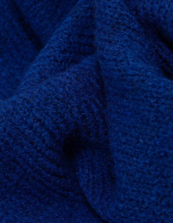 ADA - Poncho bleu tricot boutons côtés-5