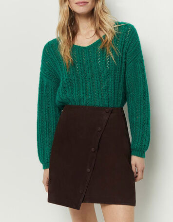 TIMING - Pull vert cèdre tricot fantaisie-2