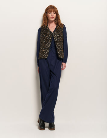ARIEL - Gilet réversible noir et motif léopard-5