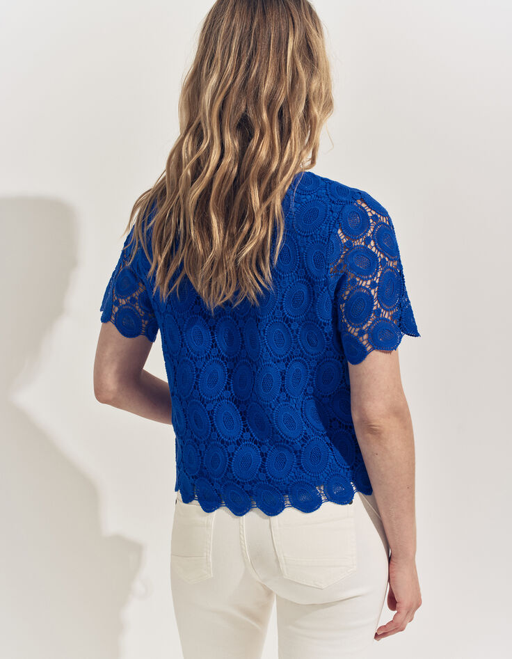 CARAIBES - Top bleu dentelle esprit macramé -3 CARAIBES - Top bleu dentelle esprit macramé -3