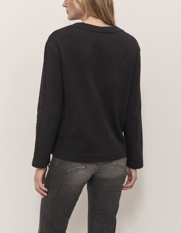 MAMOUR - Sweat noir molleton visuel danseuse brod&eacute;-3