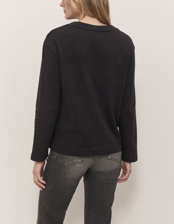 MAMOUR - Sweat noir molleton visuel danseuse brod&eacute;-3