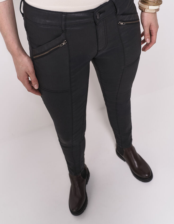 LE JOAN - Jean slim noir 7/8ème enduit esprit motard-5 LE JOAN - Jean slim noir 7/8ème enduit esprit motard-5