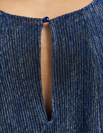 REMO - Robe marine mousseline plissée-3