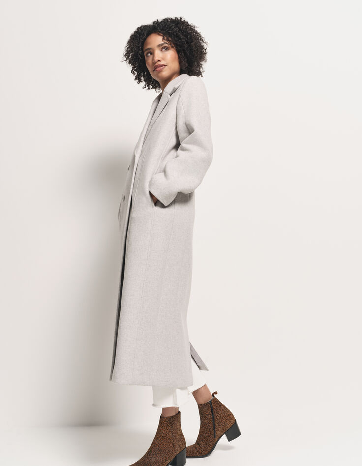 DWAIN - Manteau long gris zippé-2