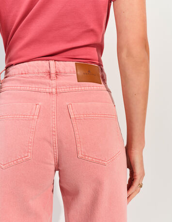 LE HAILEY - Jean flare rose coton bio surteint -4