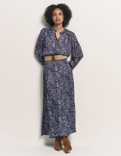 JOSEFA - Jupe longue bleue Lenzing™ Ecovero™ cachemire - One Step