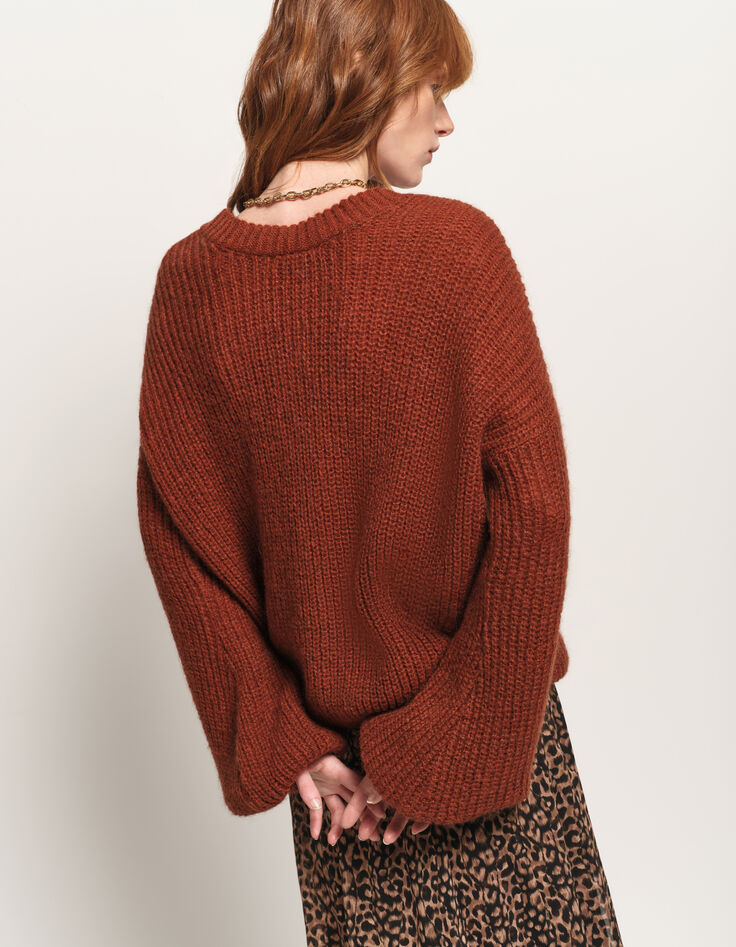 TREFLE - Cardigan marron tricot réversible devant/dos-3 TREFLE - Cardigan marron tricot réversible devant/dos-3