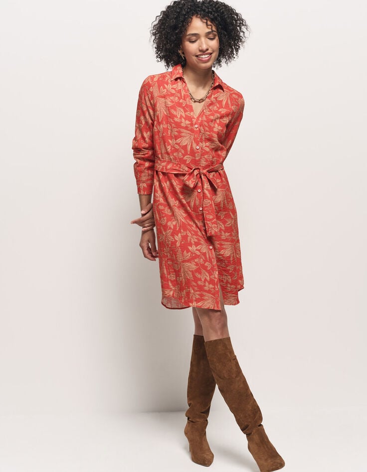 REALLY - Robe chemise orange imprimé jungle flash-6 REALLY - Robe chemise orange imprimé jungle flash-6