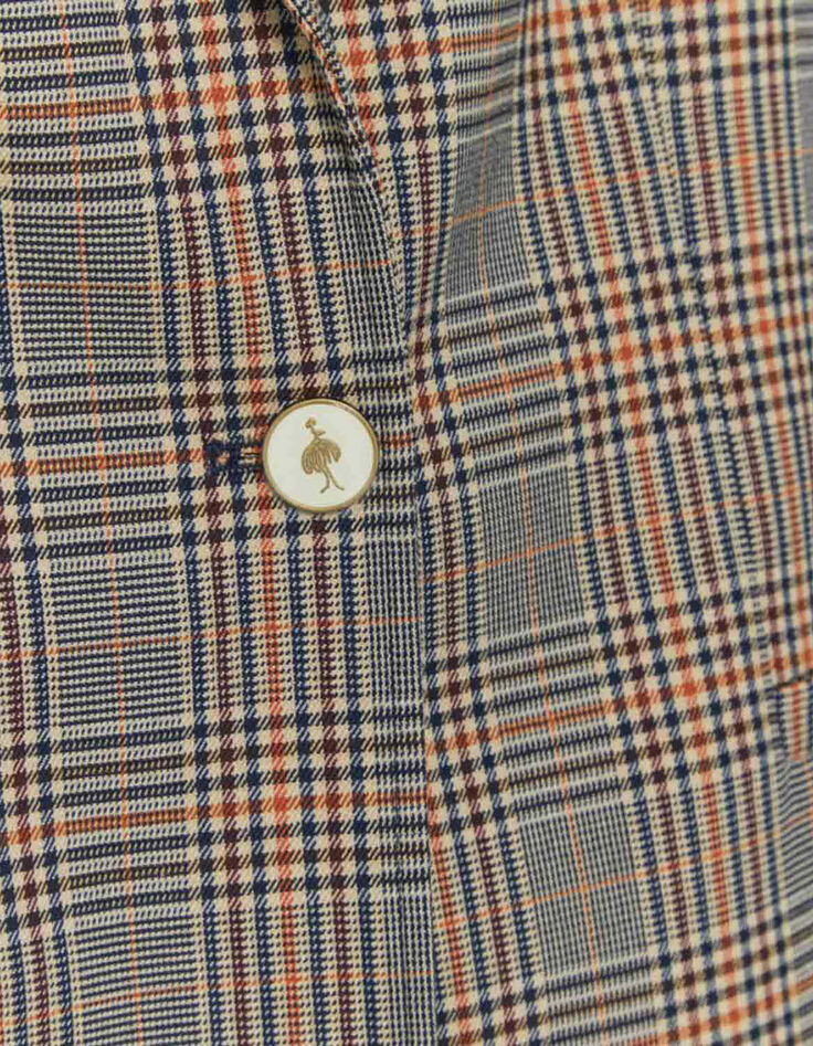 VOLUPTE - Veste de costume beige à carreaux-3