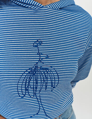 MELKI - T-shirt marinière à capuche danseuse pailletée -3