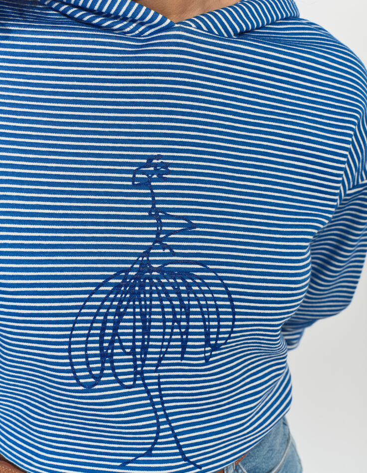 MELKI - T-shirt marinière à capuche danseuse pailletée -3