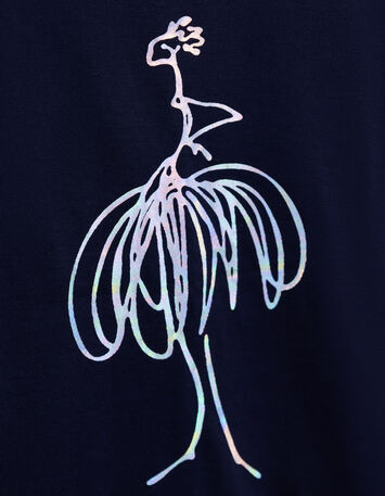 MODENE - T-shirt marine coton bio danseuse métallisée-3