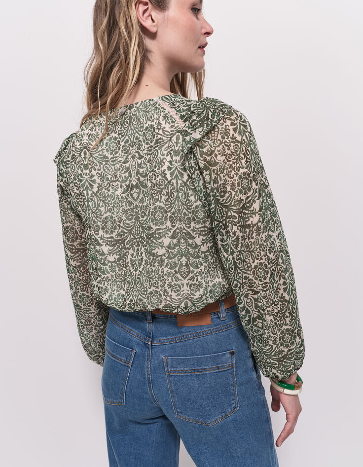 CAMPBELL - Blouse écrue imprimé romance baroque-3