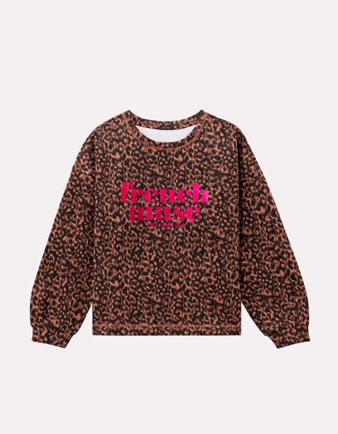 MIDI - Sweat noir léopard à message métallisé - One Step