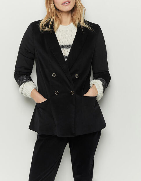 VERONA - Veste de costume noire en velours - One Step