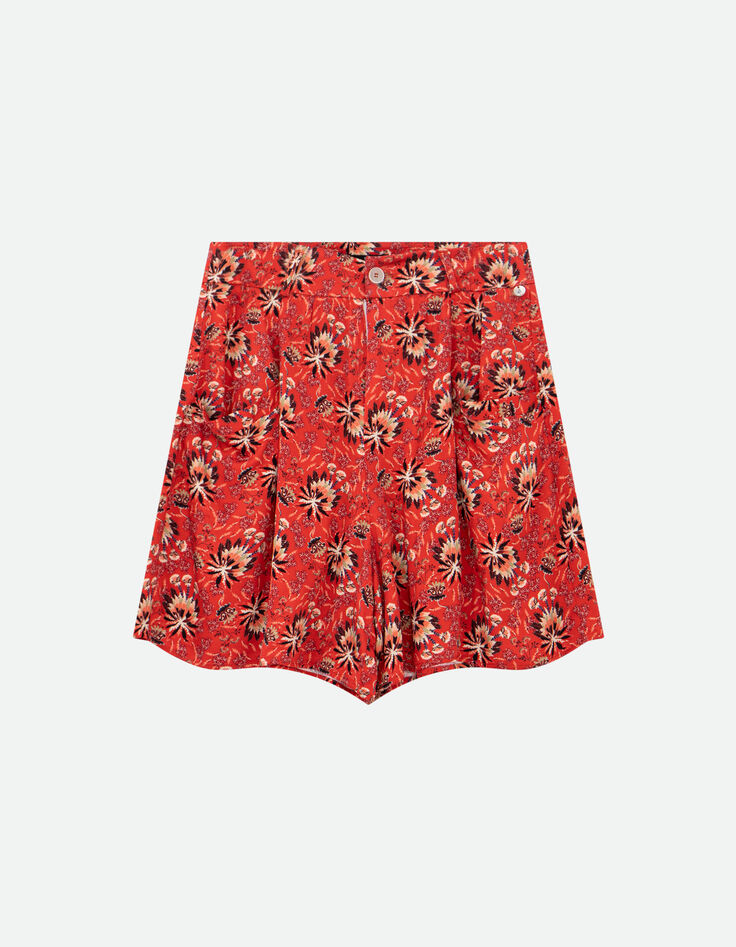 PILAR - Short orange imprim&eacute; floral d'&eacute;t&eacute; -5
