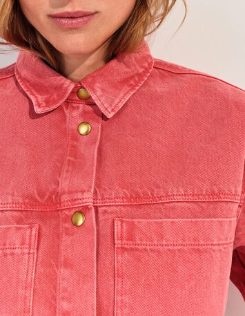 DULCE - Surchemise en jean rose waterless maxi poches -9