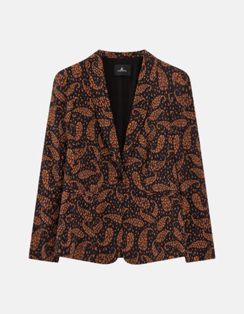 VESELY - Veste de costume noire à imprimé cachemire-4