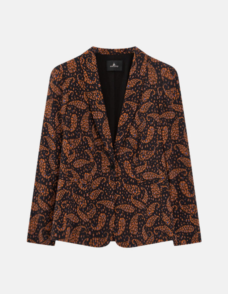 VESELY - Veste de costume noire à imprimé cachemire-4