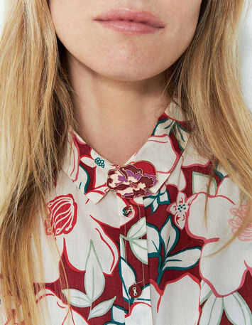 CARINA - Chemise écrue à imprimé camelia arty-3