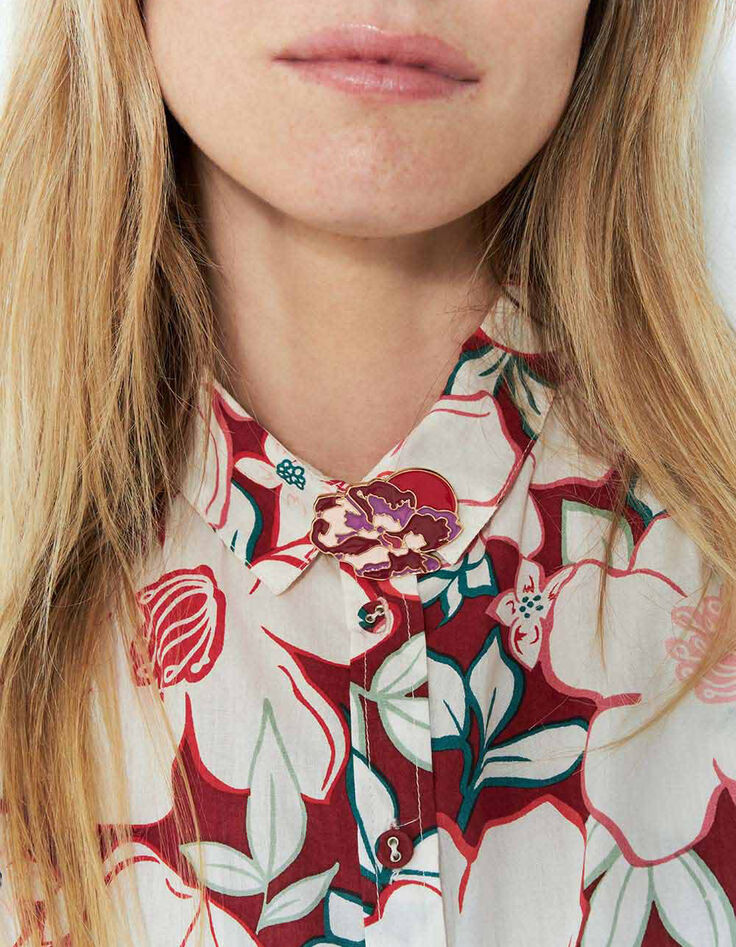 CARINA - Chemise écrue à imprimé camelia arty-3 CARINA - Chemise écrue à imprimé camelia arty-3