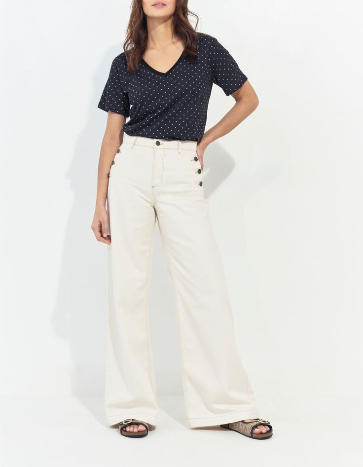 MADIAN - T-shirt noir coton bio minimaliste carr&eacute;s &eacute;crus -2