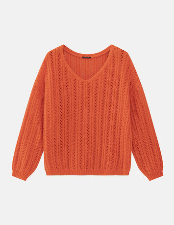 TIMING - Pull orange tricot fantaisie-4