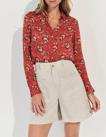 CHRISTA - Chemise orange imprim&eacute; floral d'&eacute;t&eacute; -2