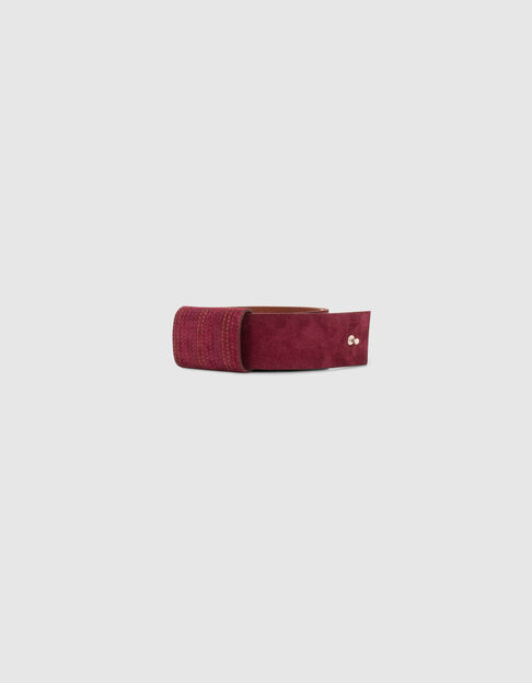 ALPERTON - Ceinture grenat en cuir velours sans boucle - One Step