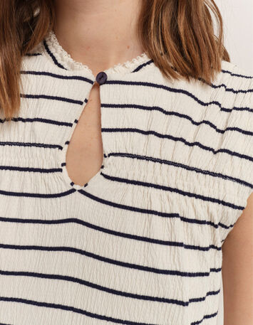 ROMY - Robe marinière écrue rayures marine-3