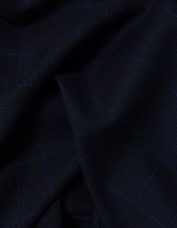 JACOU - Jupe courte de tailleur marine motif carreaux et volant-4