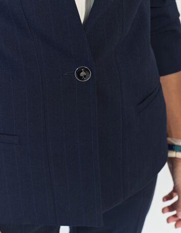 VIOLETA - Veste de costume marine &agrave; motif rayures tennis -4