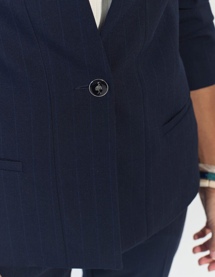 VIOLETA - Veste de costume marine &agrave; motif rayures tennis -4