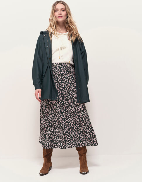 JACA - Jupe midi verte imprimé minimaliste floral - One Step