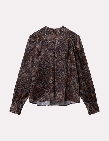 CLARICE - Blouse noire imprimé python-1