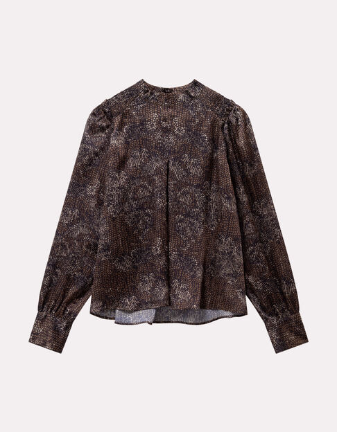 CLARICE - Blouse noire imprimé python - One Step
