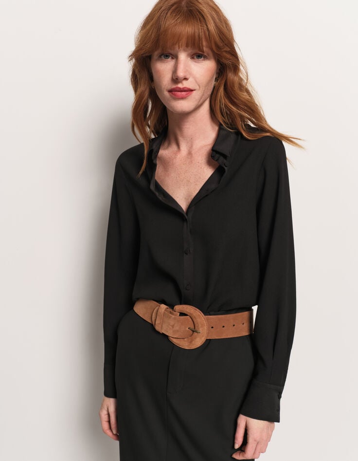CYMONE - Chemise noire fluide polyester recyclé-1