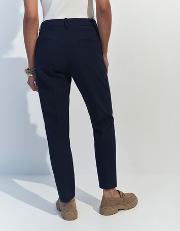 PETUNIA - Pantalon cigarette marine motif rayures tennis -3