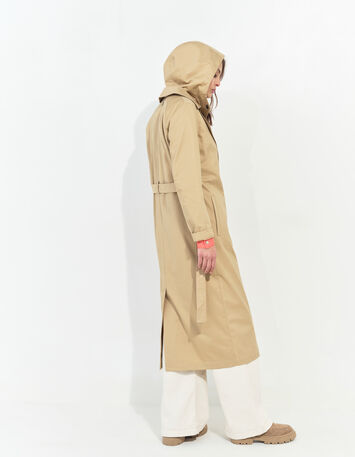 DAYLA - Trench beige coton bio capuche amovible -4