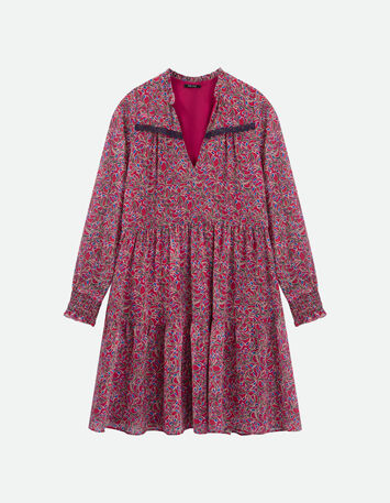 RISOTA - Robe fuchsia à imprimé feuillage romantique-5