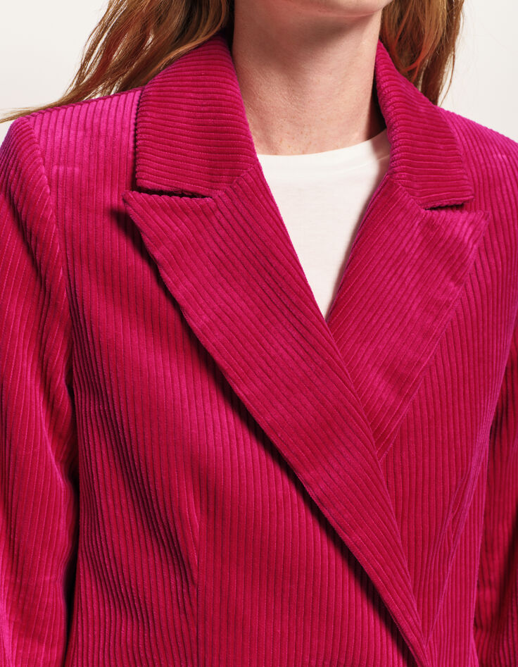 VACANCY - Veste de tailleur rose velours côtelé-5