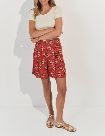 PILAR - Short orange imprim&eacute; floral d'&eacute;t&eacute; -2